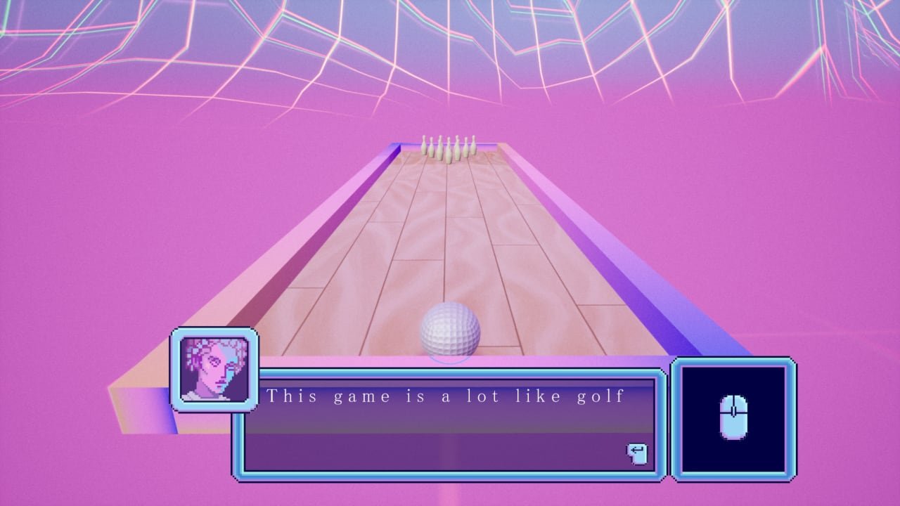 Screenshot of Golf: Become Human, featuring bowling as a golf ball.